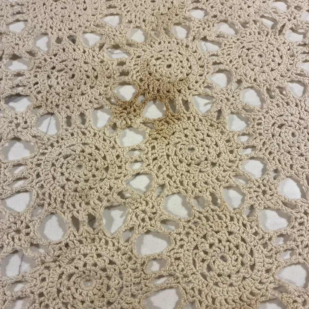 Crochet Tablecloth Rectangle 36x54 Beige Unbranded.